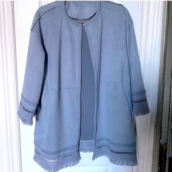 Blue Suede-Like Jacket - Picture 2 of 8